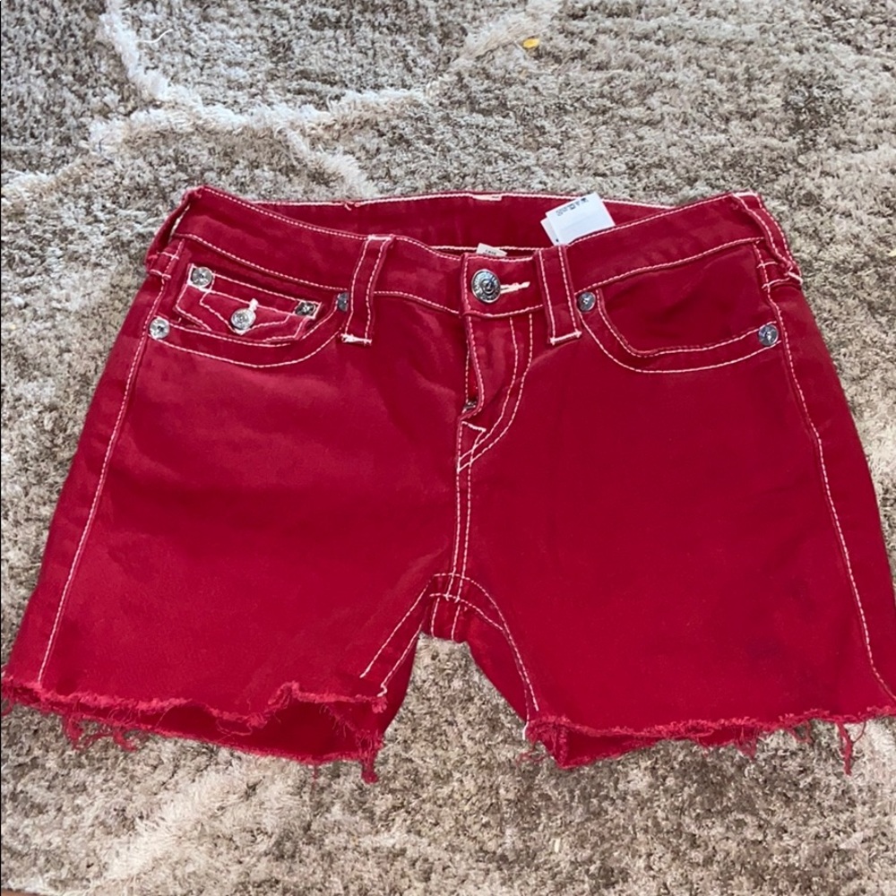 True religion red shorts